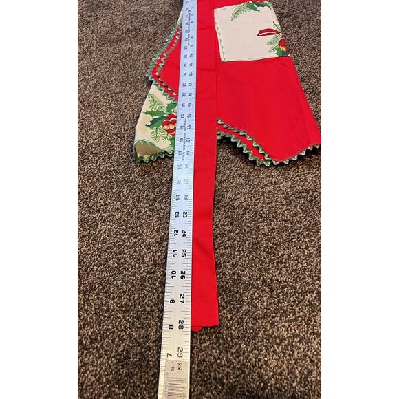 Vintage Christmas Half-Apron MCM Holiday Hostess Bright Cheerful Santa Holly - Picture 7 of 7